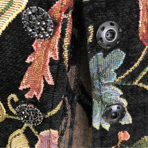 VINTAGE Gorgeous Black Floral Embroidered Vintage Blazer Jacket Size S - Picture 6 of 12